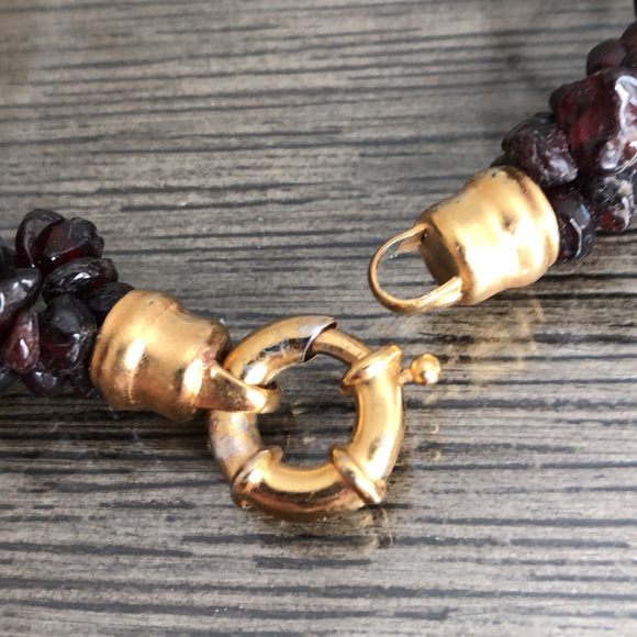 Vintage Rough Cut Garnet, Turquoise and Howelite Necklace - Picture 5 of 14